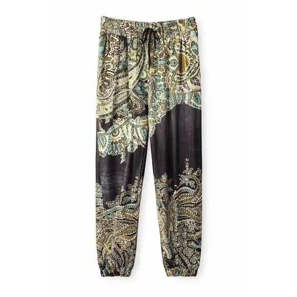 NWT One World Women’s Paisley Print Jogger Pants Boho Elastic Waist Size Medium - Picture 2 of 6